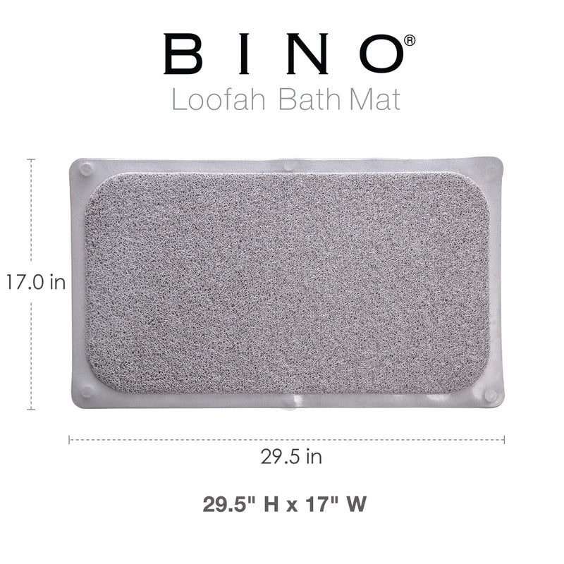 BINO | Loofah Non-Slip Bath Mat for Tub - Light Grey | Spa-Inspired Comfort, Quick-Drying, Secure Suction Cups | Exfoliating Shower Mat for a Luxurious and Safe Bathing Experience - Image 2